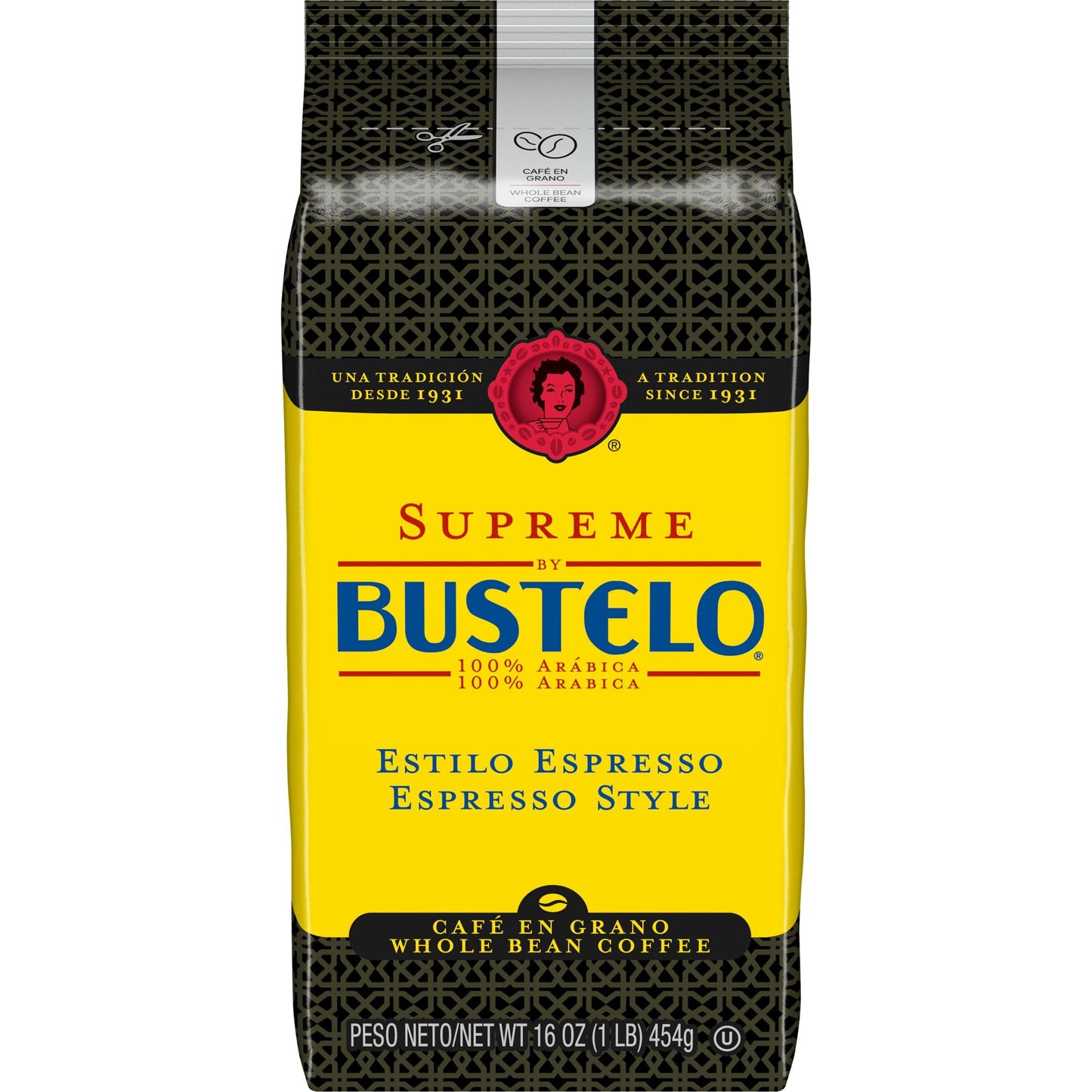 Caf   Bustelo Supreme by Bustelo Espresso Style Dark Roast Whole Bean Coffee, 16 Ounce (Pack of 6)