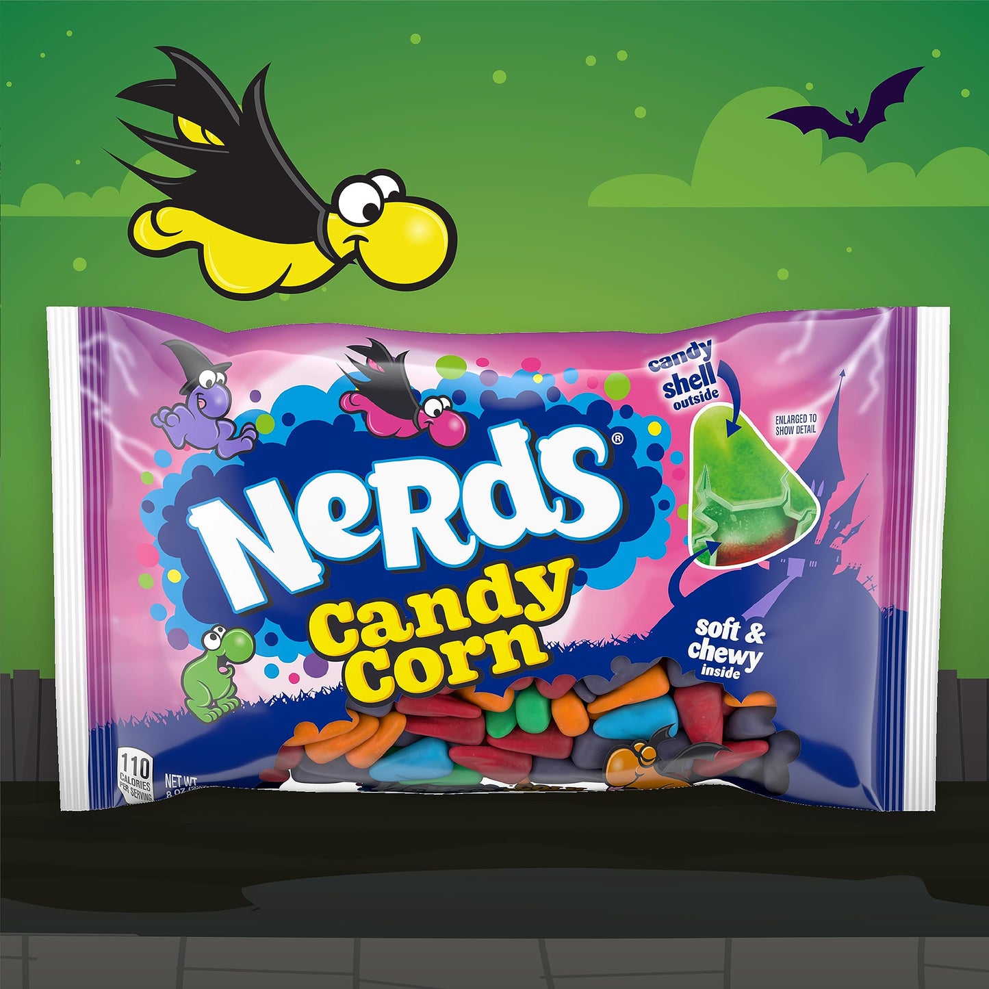 Nerds Halloween Candy Corn, Rainbow Shelled, 8 Oz Bag, Multicolor