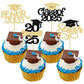 Gyufise 24Pcs Graduation Cupcake Toppers, Glitter Senior Class of 2025 Decorations, Gold Paper Picks