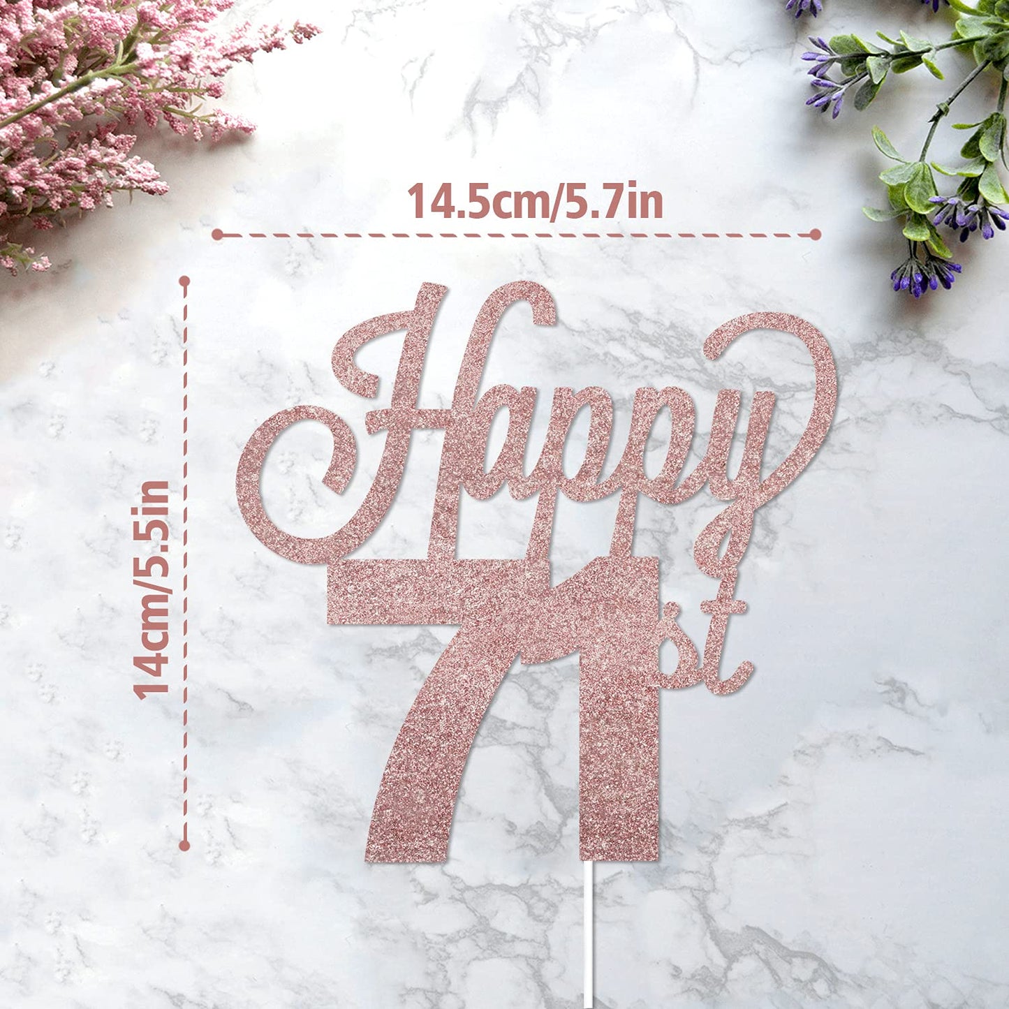 Lingteer Happy 71St Birthday Cake Topper - Cheers To 71St Birthday 71 Years Old Birthday Party Cake Decorations Sign.