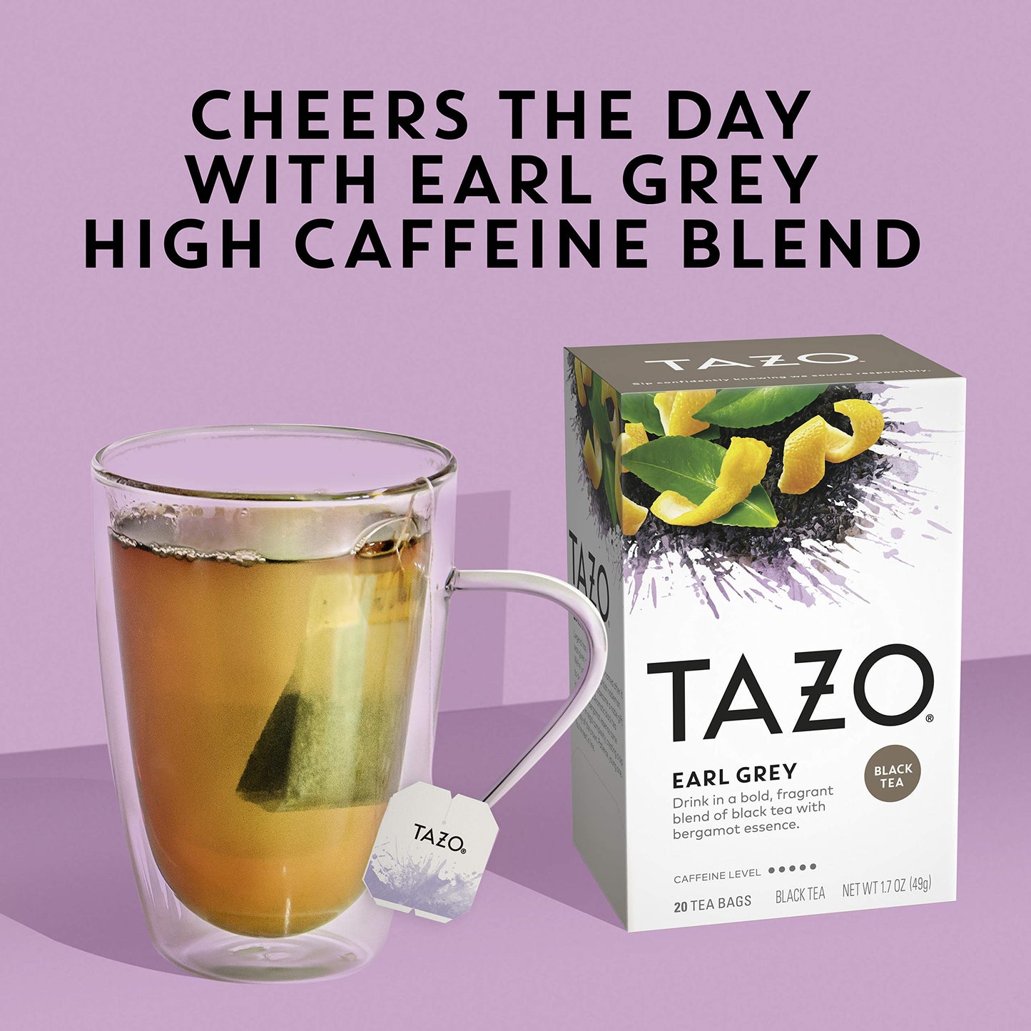 TAZO Earl Grey Tea Bags, High Caffeine, 20 Count, Pack of 6