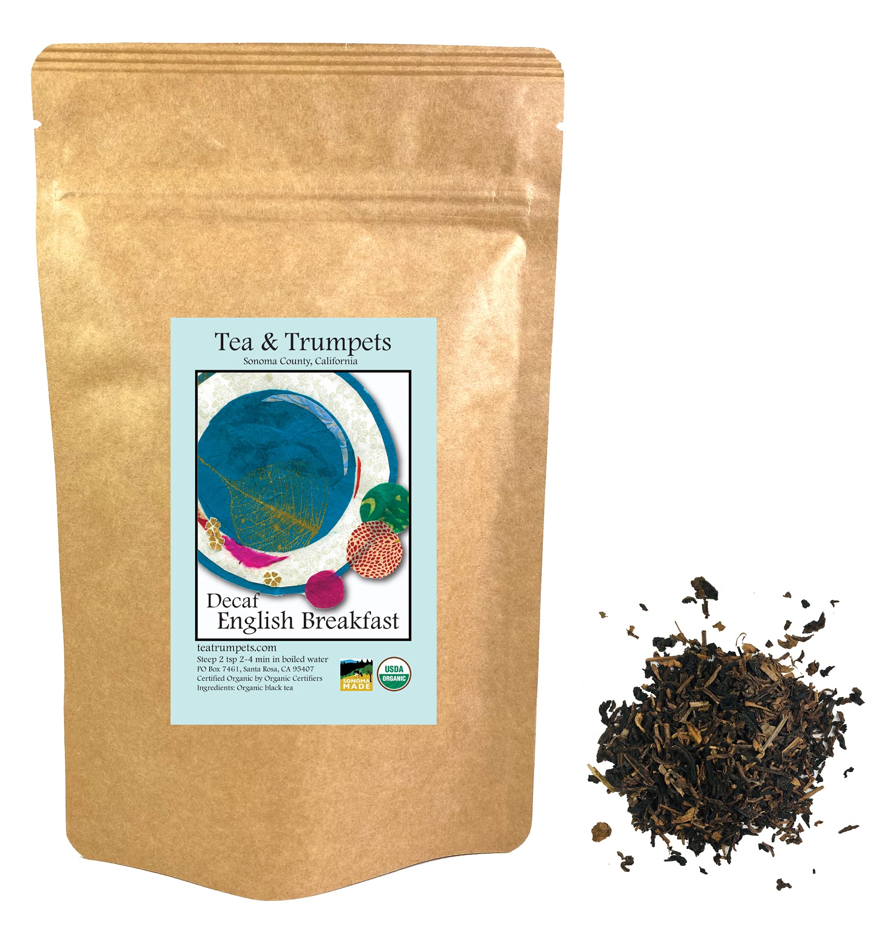 Tea & Trumpets USDA Organic Decaffeinated English Breakfast Loose Leaf Tea - 4 oz