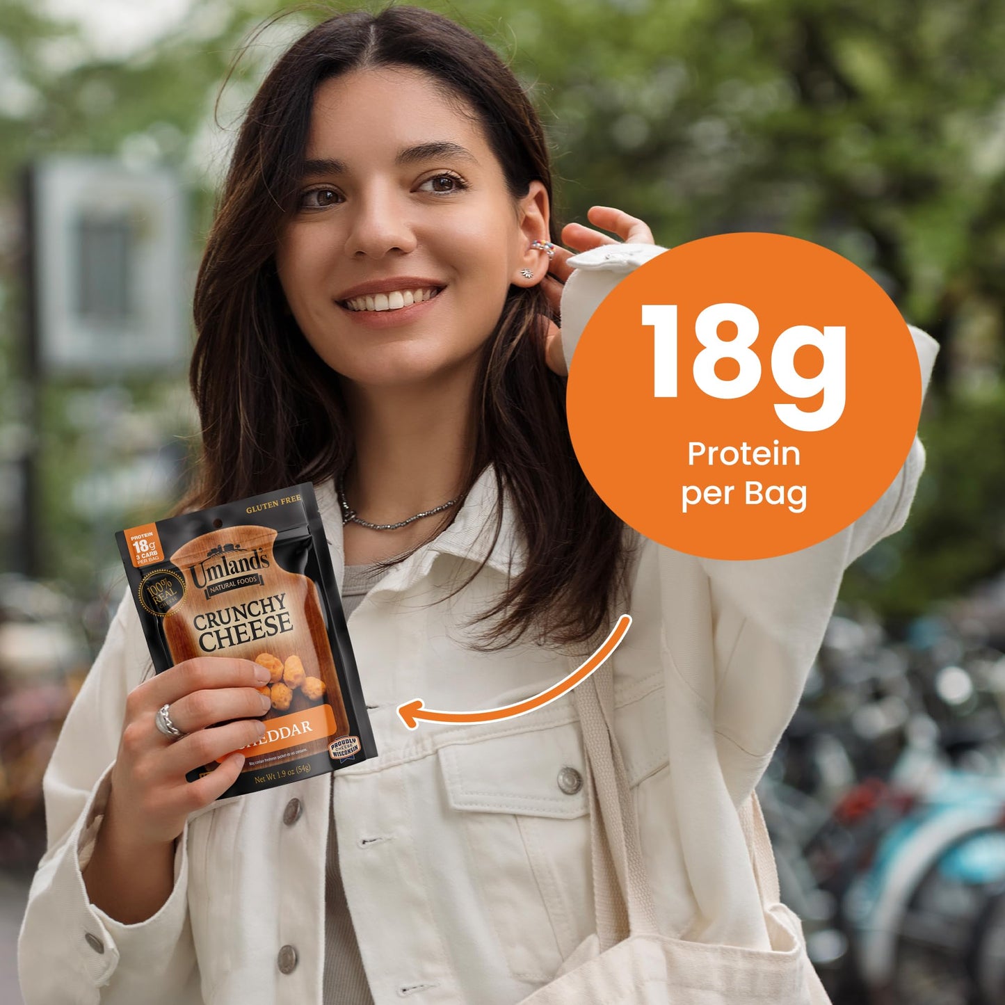 Umlands Crunchy Cheese - Cheddar (3      1.9  oz Bags) | 100% Real Wisconsin Cheese, Keto, Low-Carb, High-Protein, Gluten-Free,
