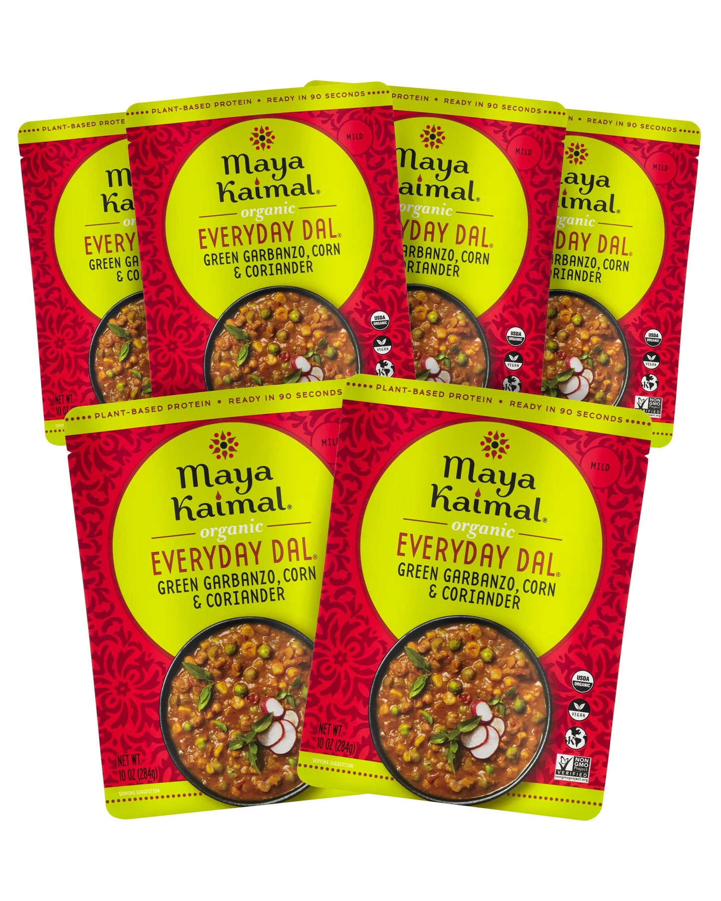 Maya Kaimal Organic Indian Everyday Dal Green Garbanzo Corn and Coriander, Plant Based, Non GMO, Certified Kosher, Vegan, 10 Oun