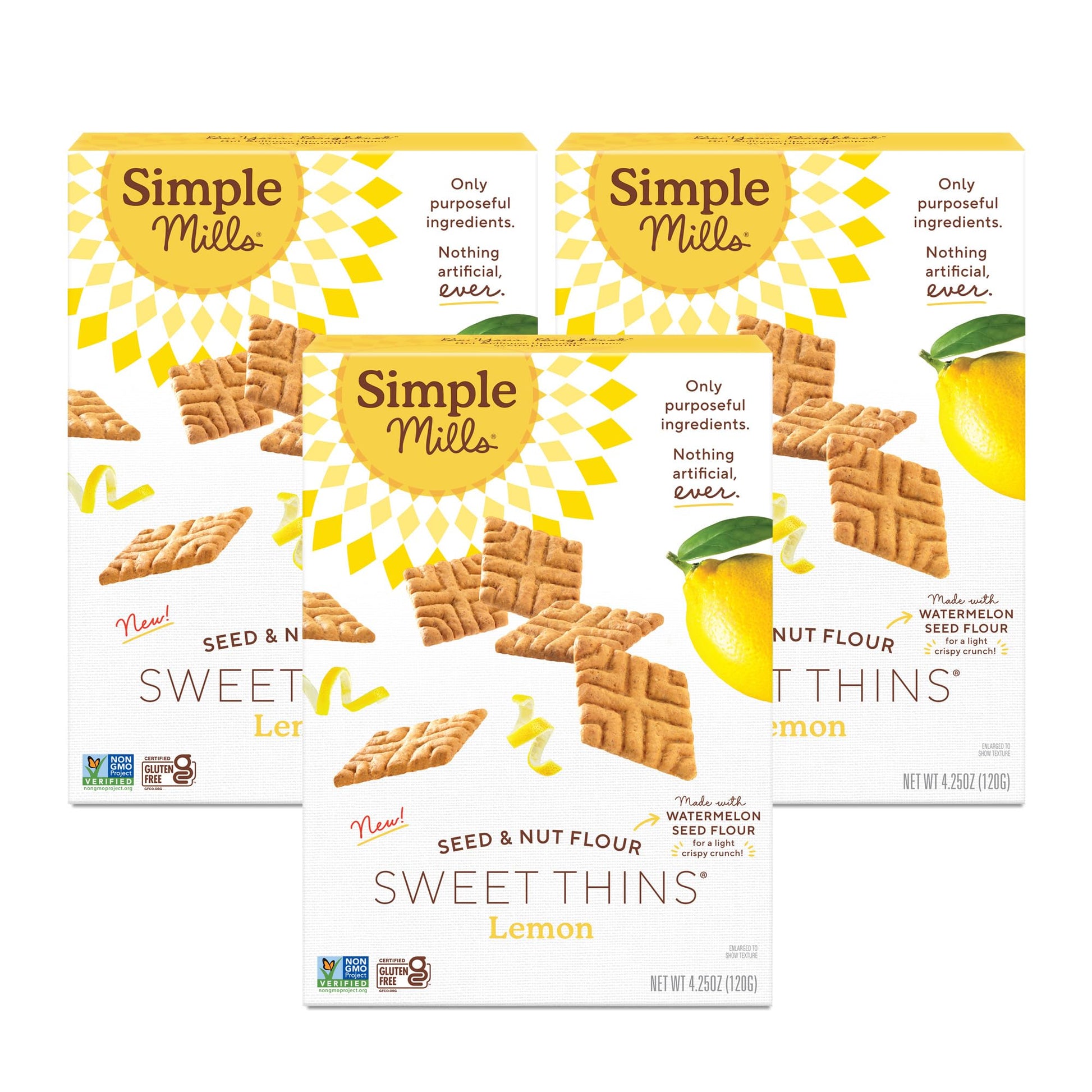 Simple Mills Lemon Seed & Nut Flour Sweet Thins, Paleo Friendly & Delicious Sweet Thin Cookies, Good for Snacks, Nutrient Dense,