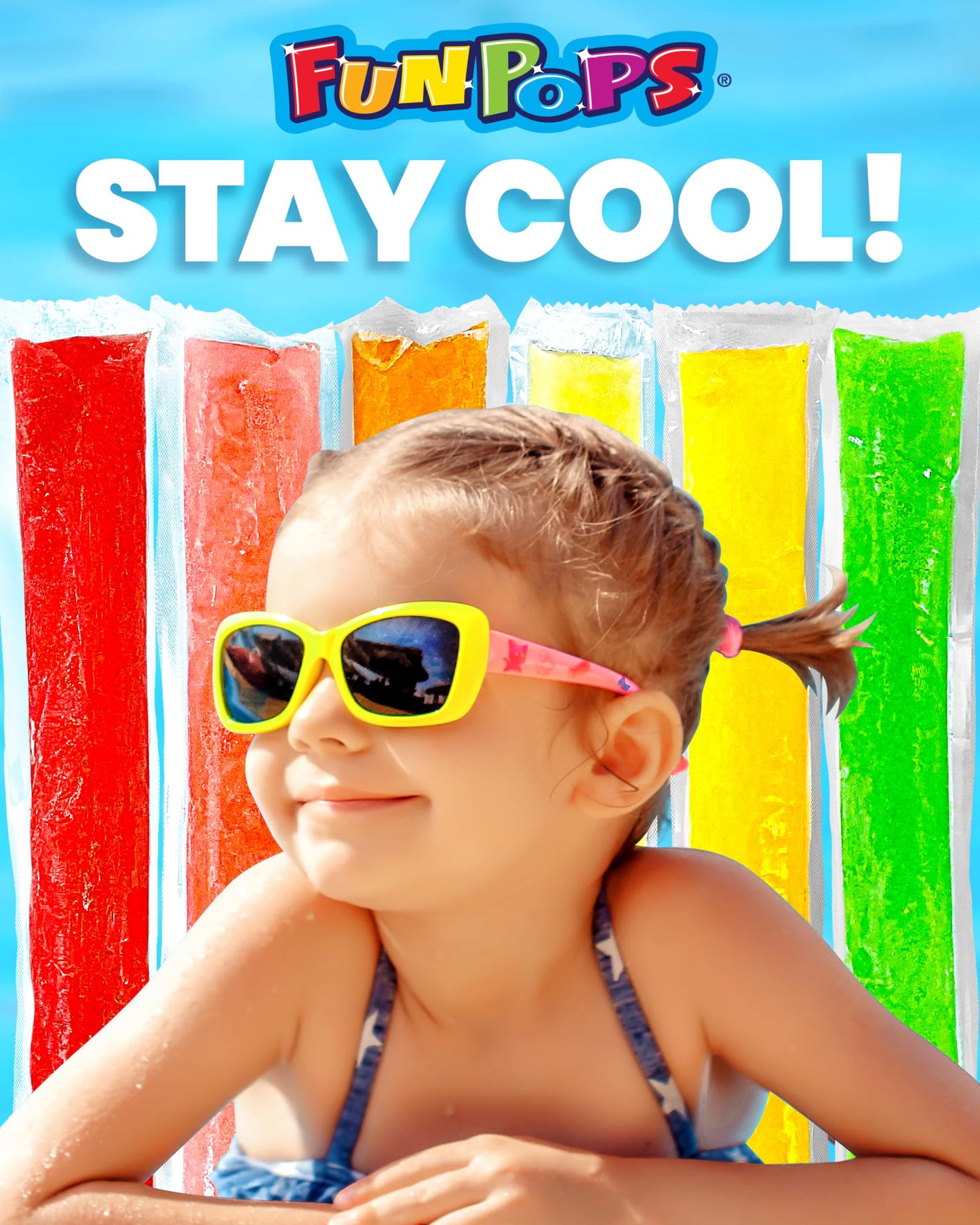 FunPops Frozen Ice Pops, 24-Fruit Flavored Freeze Pops, Frozen Summer Snack For All Ages, Low Calorie