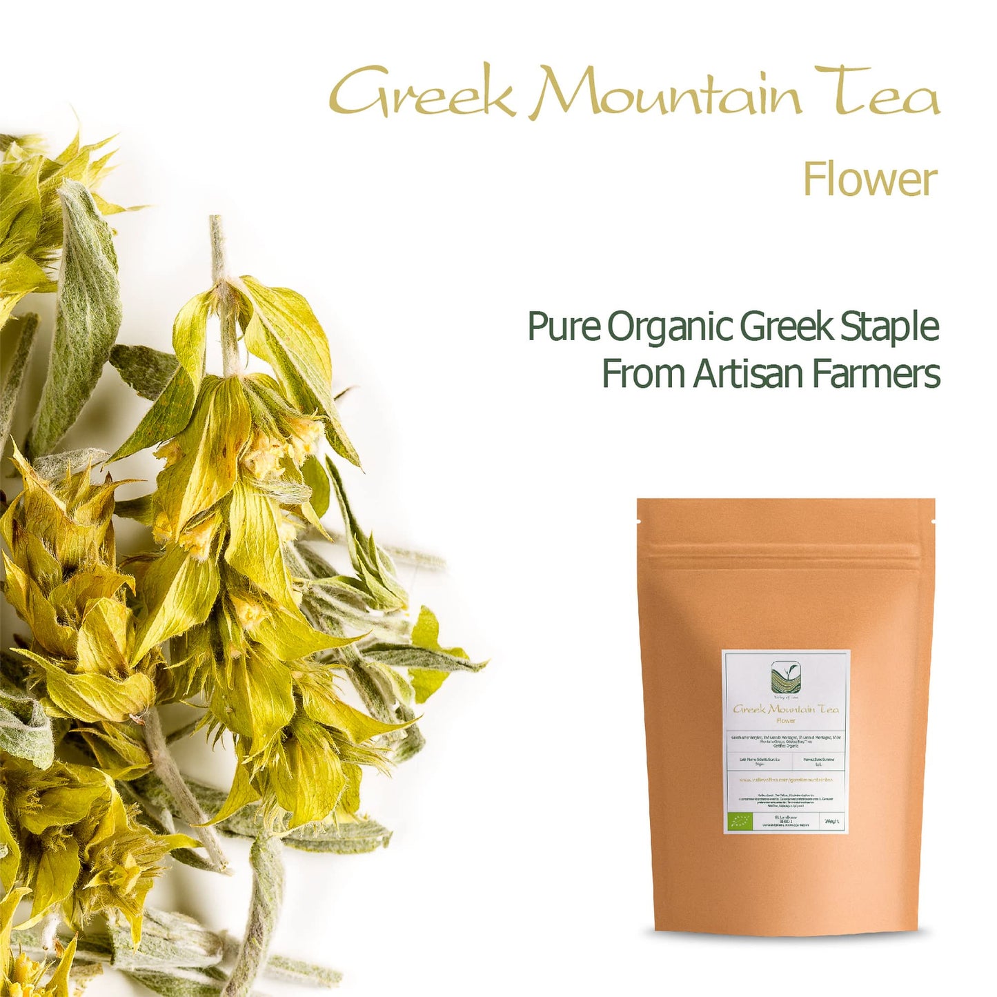 Greek Mountain Tea Organic Handpicked - Ironwort Herbal Tea Mt Olympus Greece - Sideritis Scardica Shepherds Greek Teas Mountai