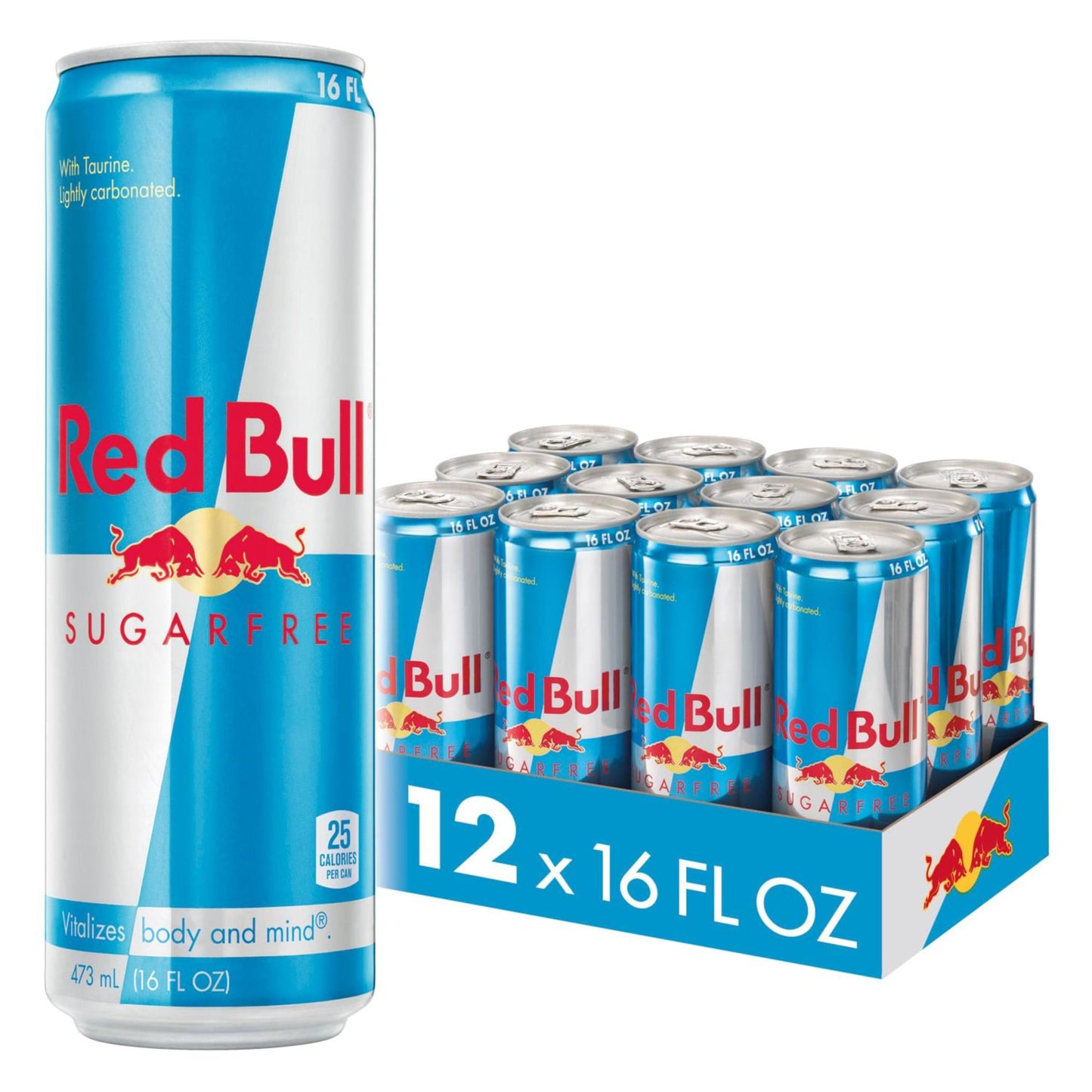 Red Bull Sugar Free Energy Drink, 151mg Caffeine, Taurine & B Vitamins, 16 Fl Oz, Pack of 12 Cans