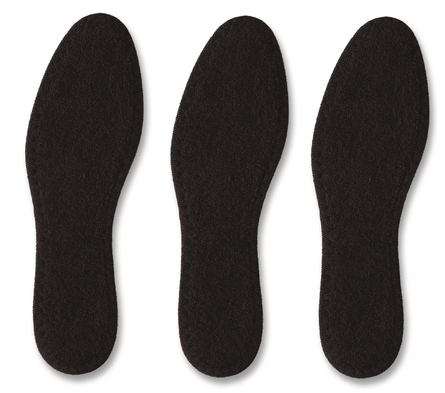 Pedag Summer Washable Pure Cotton Terry Barefoot Insole, Black, Us 13M/ Eu 46, (Pack Of 3), 8.4 Ounce , Us M13/Eu 46