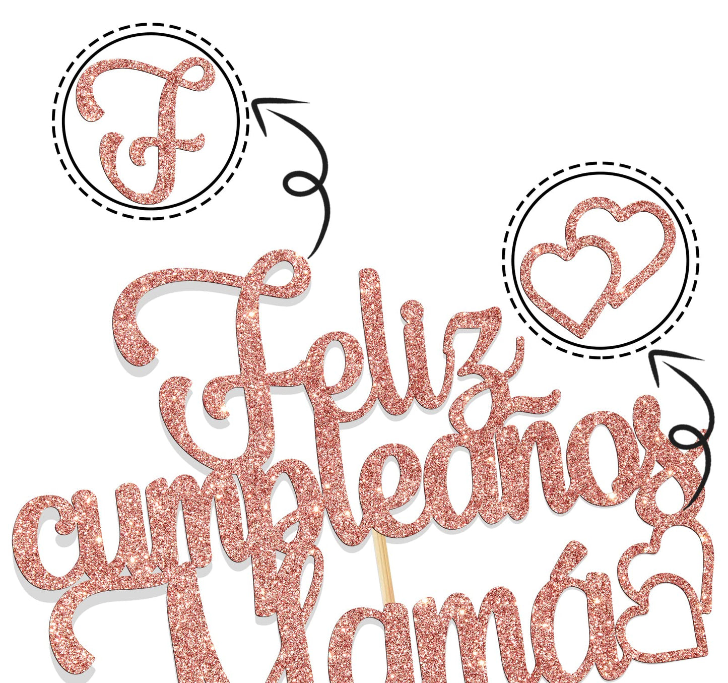 Ferastar Feliz Cumpleaos Mama Cake Topper, Best Mom Ever, Happy Mothers Day, Mom Birthday Party Decorations Rose Gold Glitter.