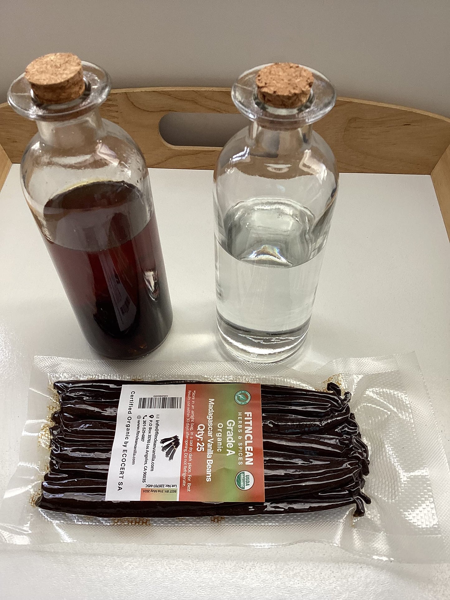 FITNCLEAN VANILLA 25 Organic Madagascar Vanilla Beans Grade A for Extract, Cooking & Baking - 25 Count, Certified USDA Organic