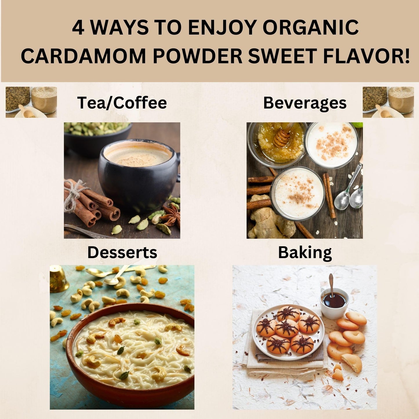 SPICY ORGANIC Ground Cardamom Powder, USDA Organic, Gluten-Free, Non-GMO, 16 oz.