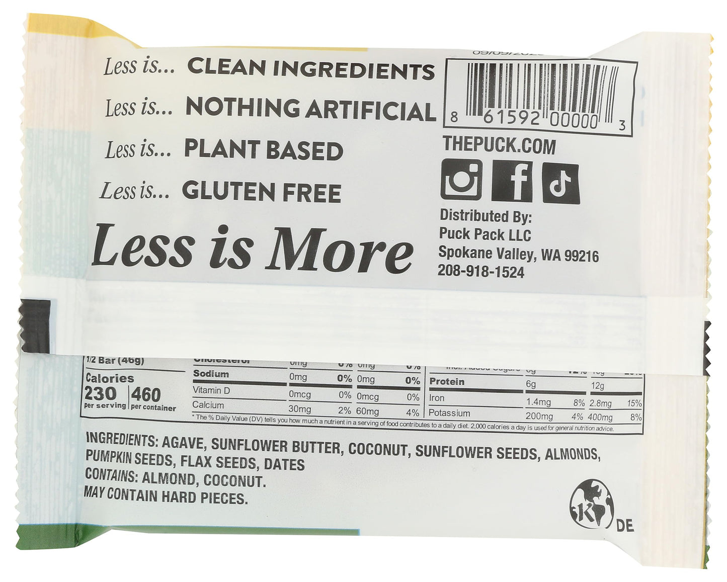 Protein Puck Bar Good Vibes Sunflower 3.25 OZ