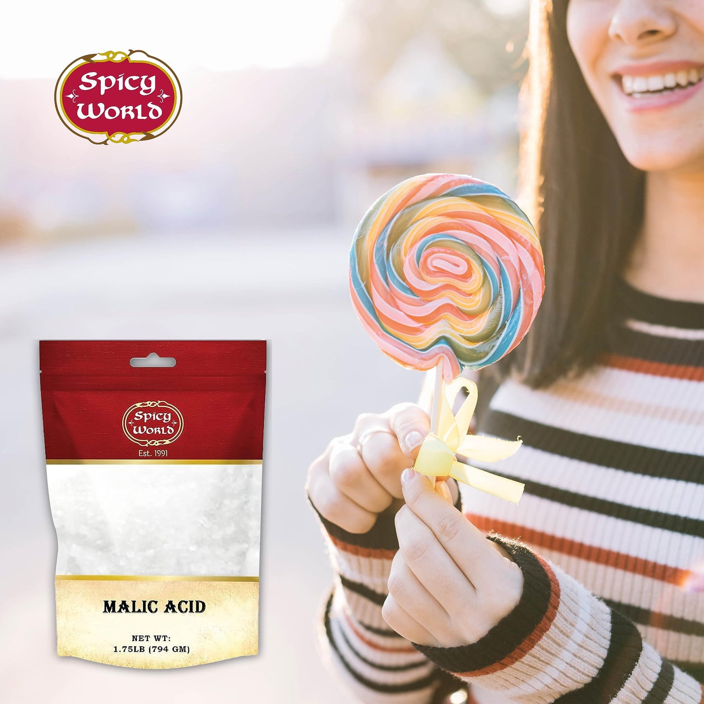 Spicy World Malic Acid Powder 1.75 LB (28oz) - Food Grade, Crystals, Tart Flavor - 1 Pack Each