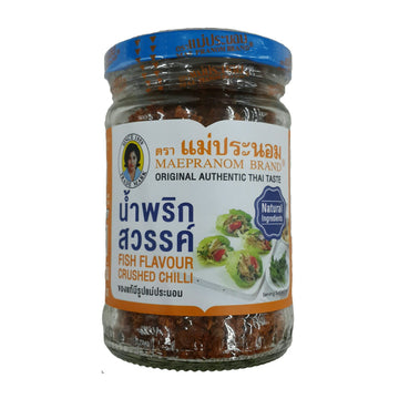 Bottle of Mae Pranom Fish Flavour Crushed Chili 134g