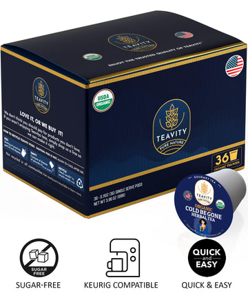 Organic Rooibos Tea Pods For Keurig With Lemon, Mint, Licorice - Unsweetened Decaf Tea For K Cup Brewing By Teavity (36 Tea Pods