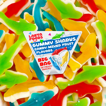 Gummy Sharks Candy, Mixed Fruit Flavors (1 Pound Bag)