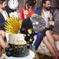 Balls Cake Toppers Palm Leaves Cake Decorations For Birthday Wedding Baby Shower Party Supplies (Black)