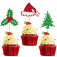 24 Pcs Christmas Holly Leaves And Berries Cupcake Toppers Glitter Santa Hat Christmas Tree Cupcake Picks Winter Merry Christmas Theme Birthday Party Cake Decorations Supplies