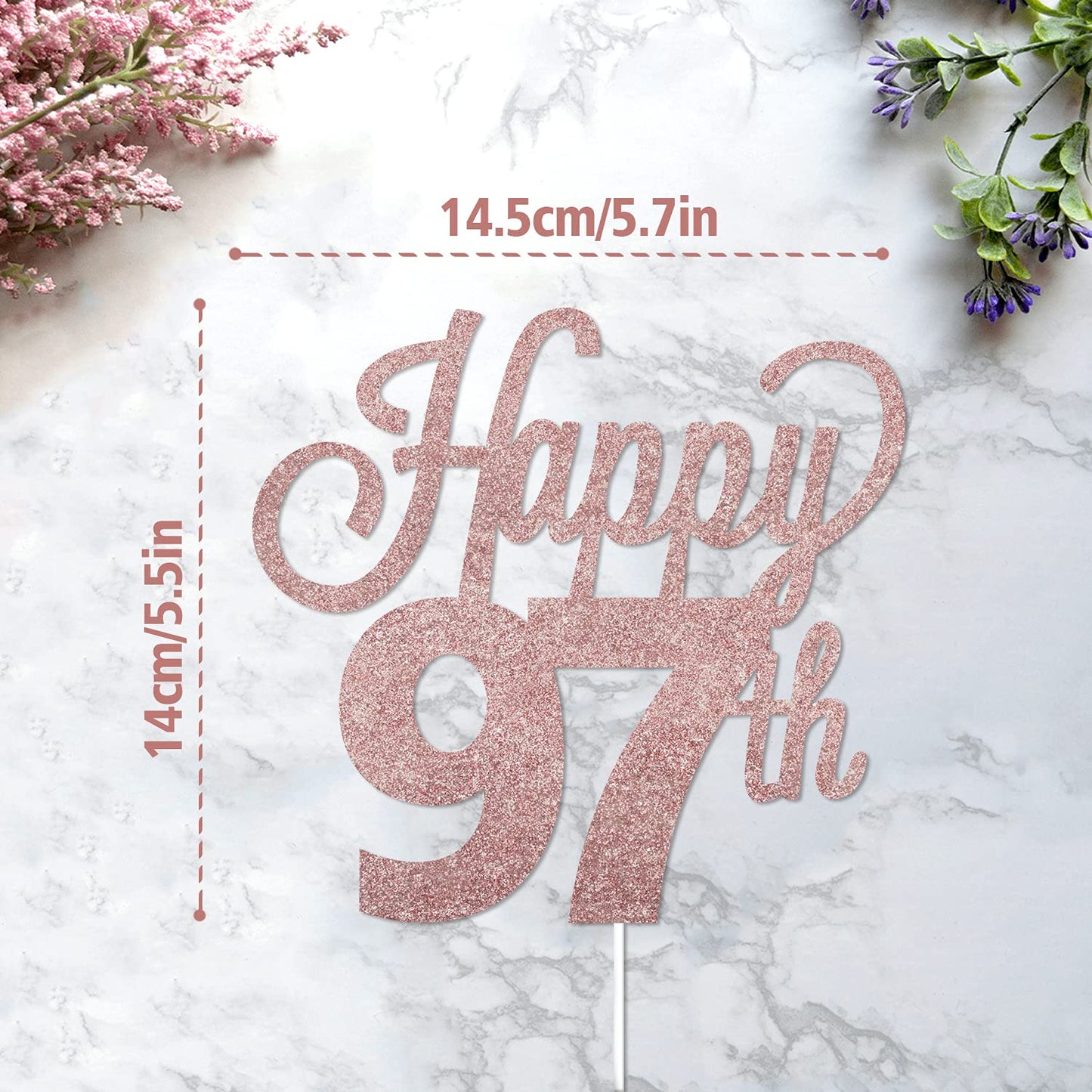 Lingteer Happy 97Th Birthday Cake Topper - Cheers To 97Th Birthday 97 Years Old Birthday Party Cake Decorations Sign.