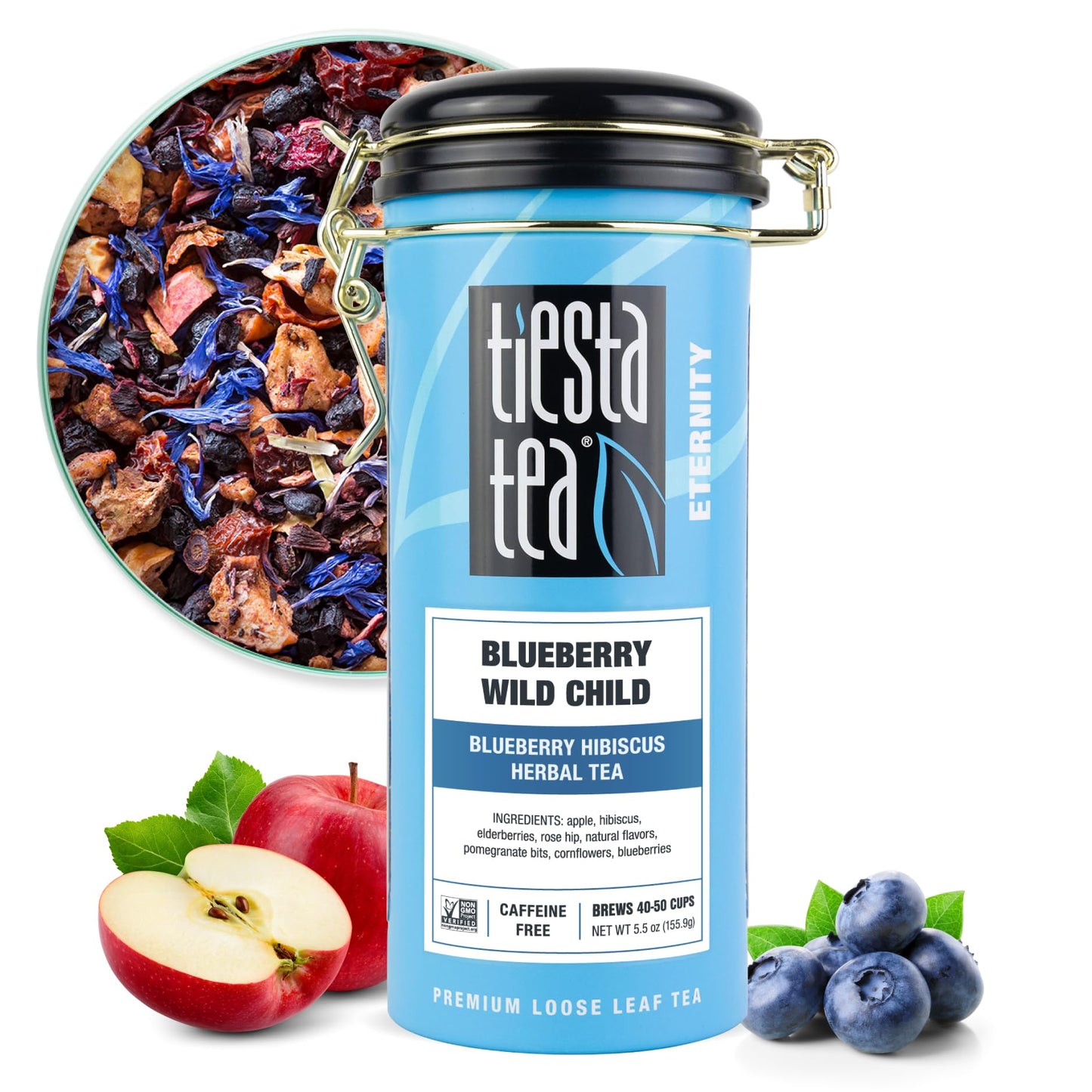 Tiesta Tea Blueberry Wild Child Loose Leaf Herbal Tea - Non-Caffeinated - 5.5 oz Refillable Tin - Brews Up to 50 Cups