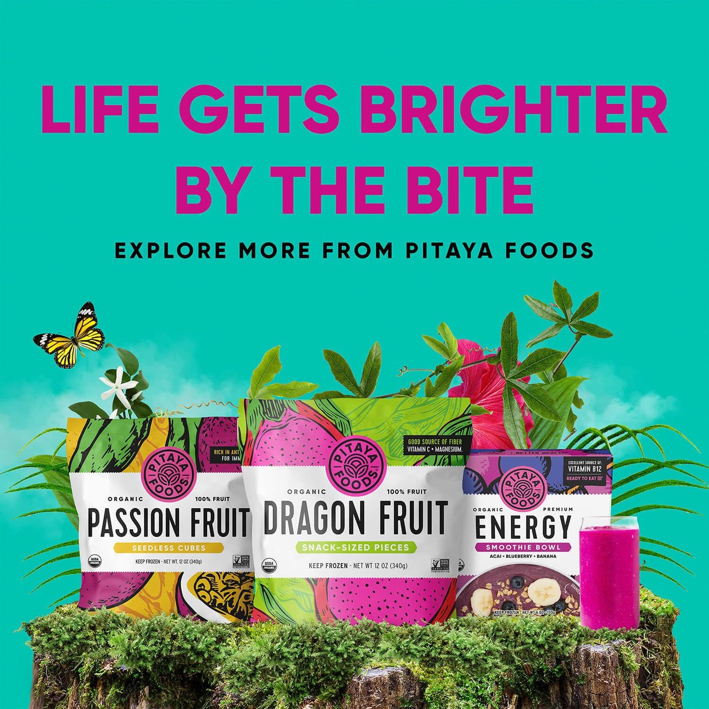 Pitaya Foods - Frozen Organic Passion Fruit Bite-Sized Pieces, Pre-Packaged Frozen Fruit, No Added Sugar or Preservatives, Good
