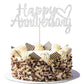 Gyufise 1Pc Happy Anniversary Cake Topper Anniversary Cake Decorations Silver Glitter Wedding Anniversary Cake Topper Supplies P