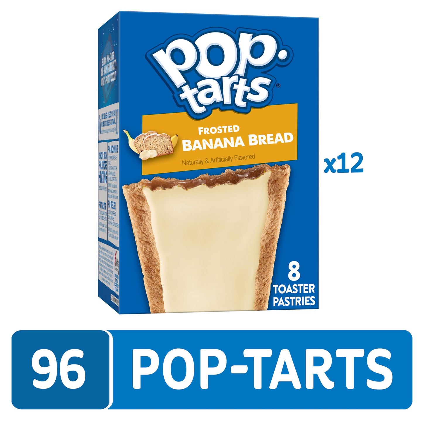 Pop-Tarts Toaster Pastries, Breakfast Foods, Kids Snacks, Frosted Banana Bread (96 Pop-Tarts)