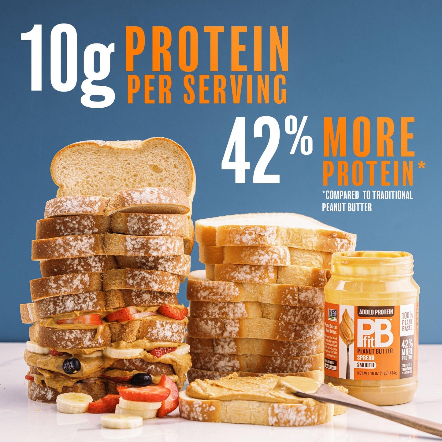 PBfit Peanut Butter Spread, 10g Plant Based Protein per Serving, Keto and Vegan Nut Butter, No Palm Oil, No Artificial Sweetener
