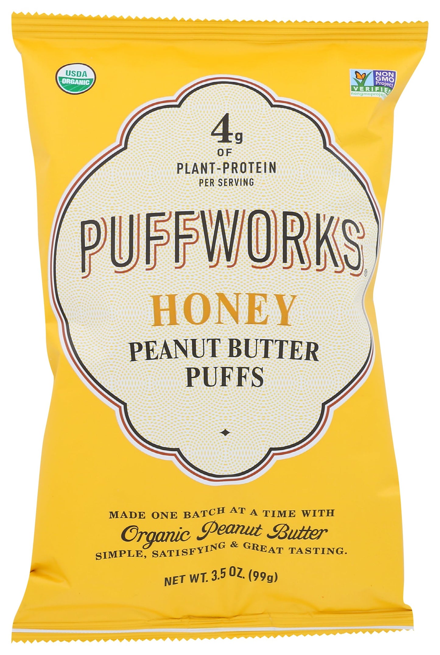 Puffworks Organic Honey Peanut Butter Puffs 3.5 Oz