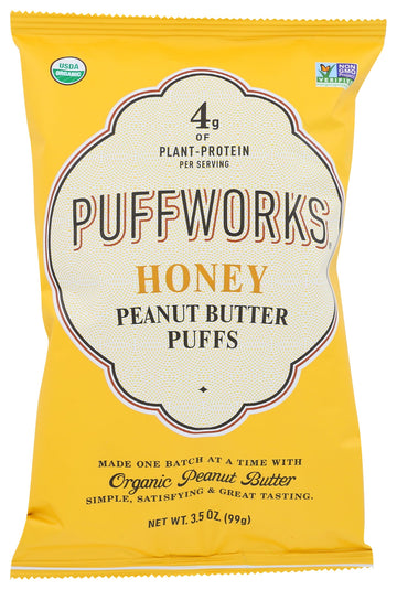 Puffworks Organic Honey Peanut Butter Puffs 3.5 Oz