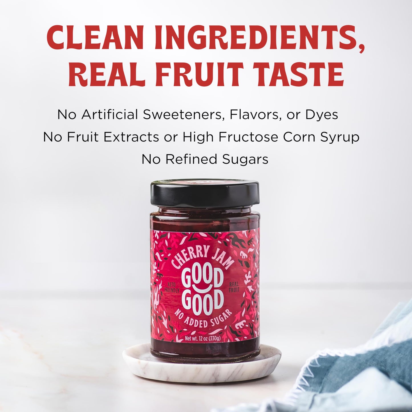 Good Good Cherry Jelly - 12 Oz / 330 G - Keto Friendly No Added Sugar Cherry Jam - Keto - Vegan - Gluten Free - Diabetic - 12 Ounce (Pack Of 2)