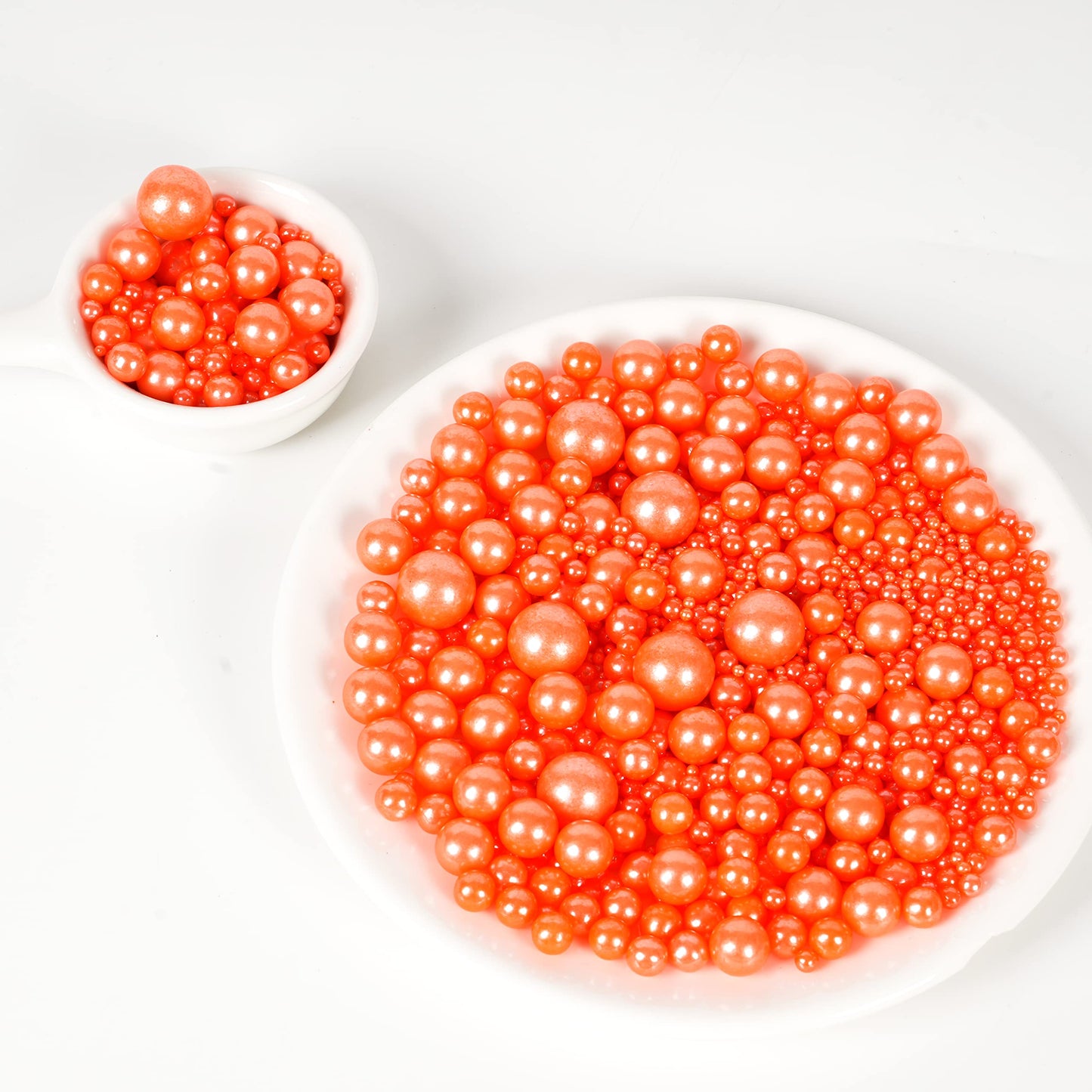 KASVAN Orange Pearl Sugar Sprinkles - Edible Cake Decorations, 130g, Mix Size, Ice Cream Toppings, Wedding & Party Supplies