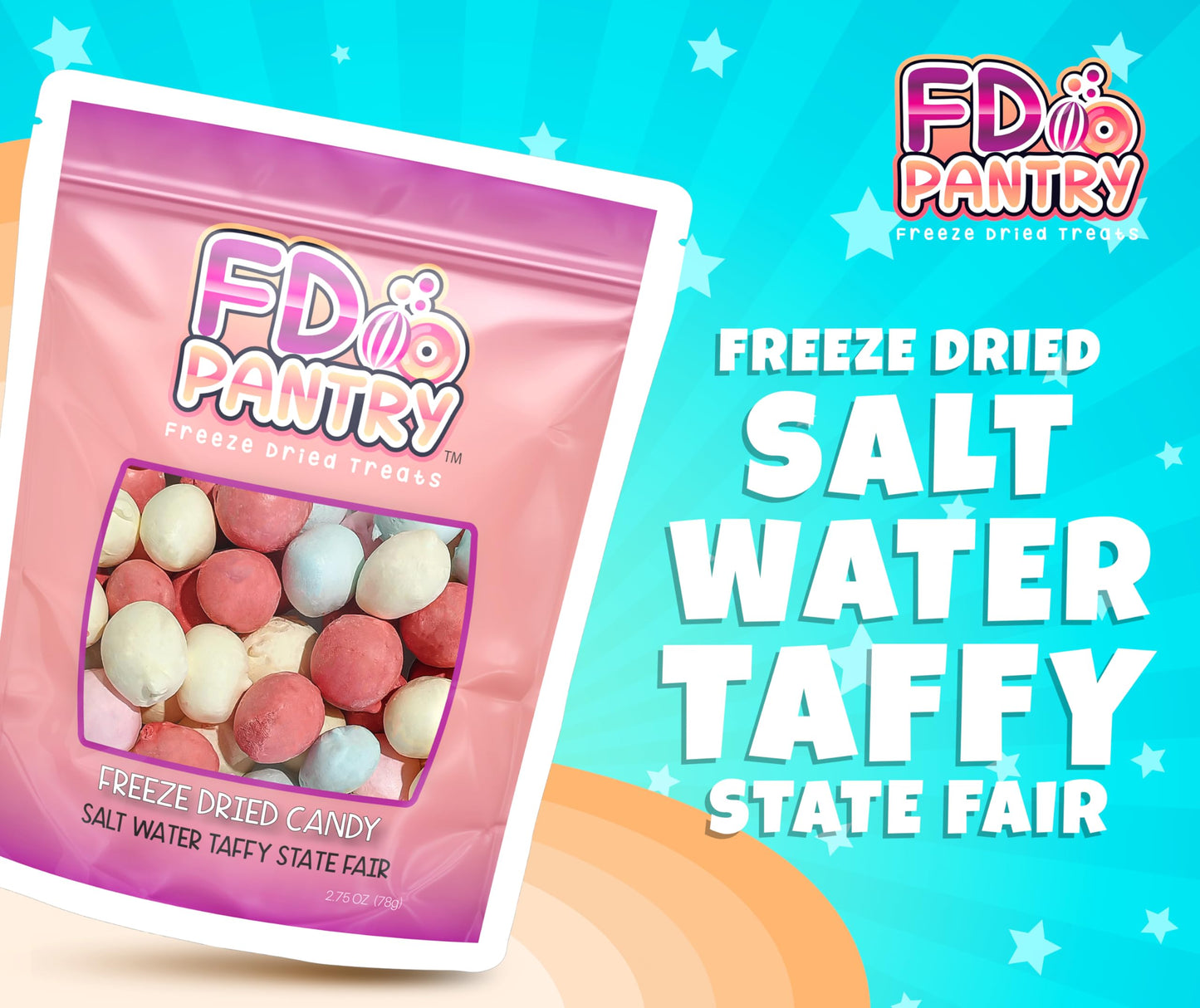 Freeze Dried Candy - Freeze Dried Salt Water Taffy Treats (State Fair Mix 2.75 Oz)