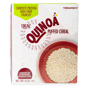 Puffed Quinoa Cereal + Nothing - Vegan - Gluten Free - Non-Gmo - [1 Lb] Try Quinoa Pops As Snacks - Cereal - Salad Topper For Su