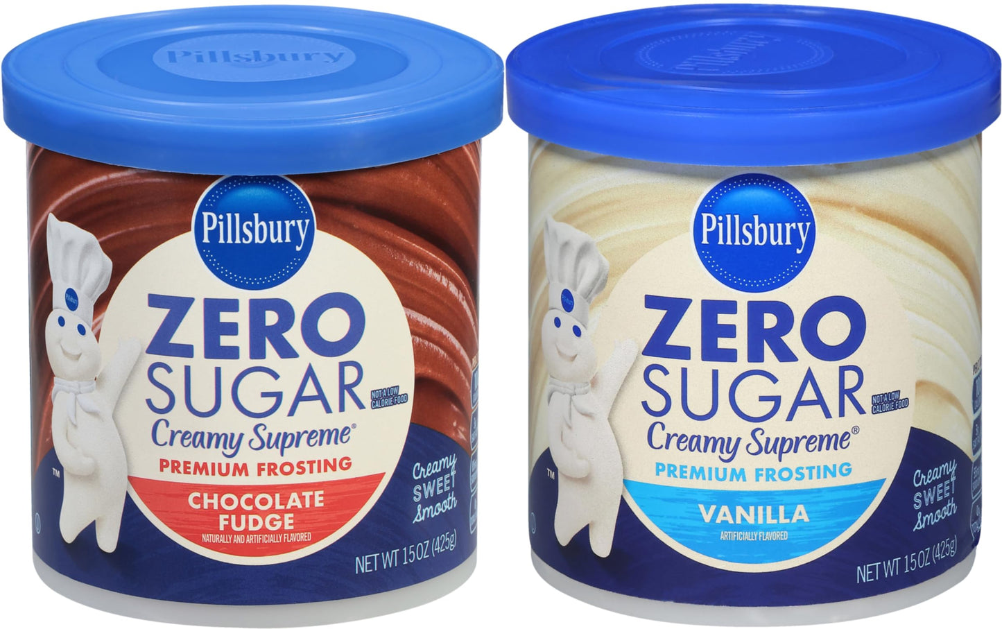 Pillsbury Zero Sugar Frosting Bundle, Chocolate & Vanilla, 3 Piece Set with Spatula Knife