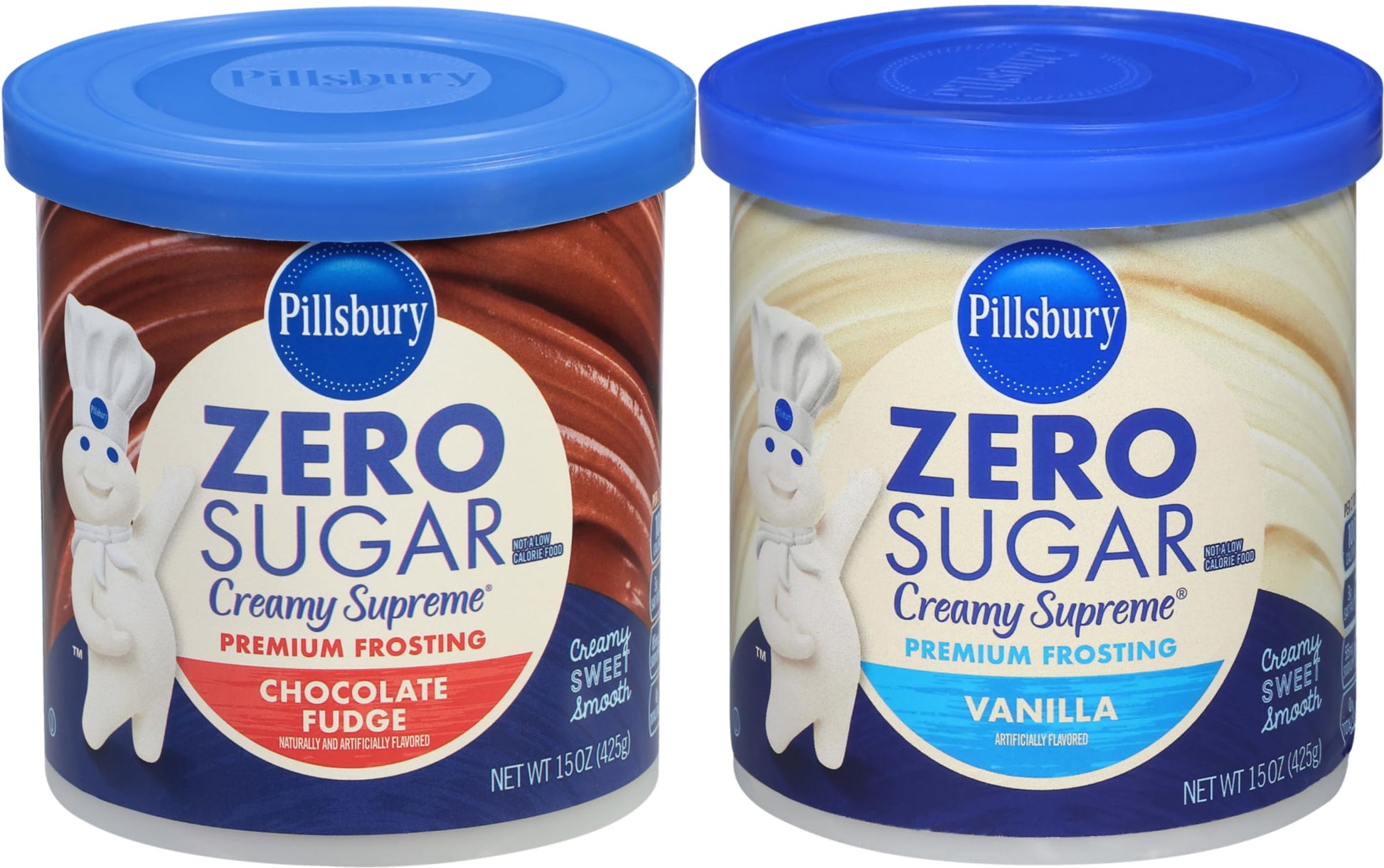 Pillsbury Zero Sugar Frosting Bundle, Chocolate & Vanilla, 3 Piece Set with Spatula Knife