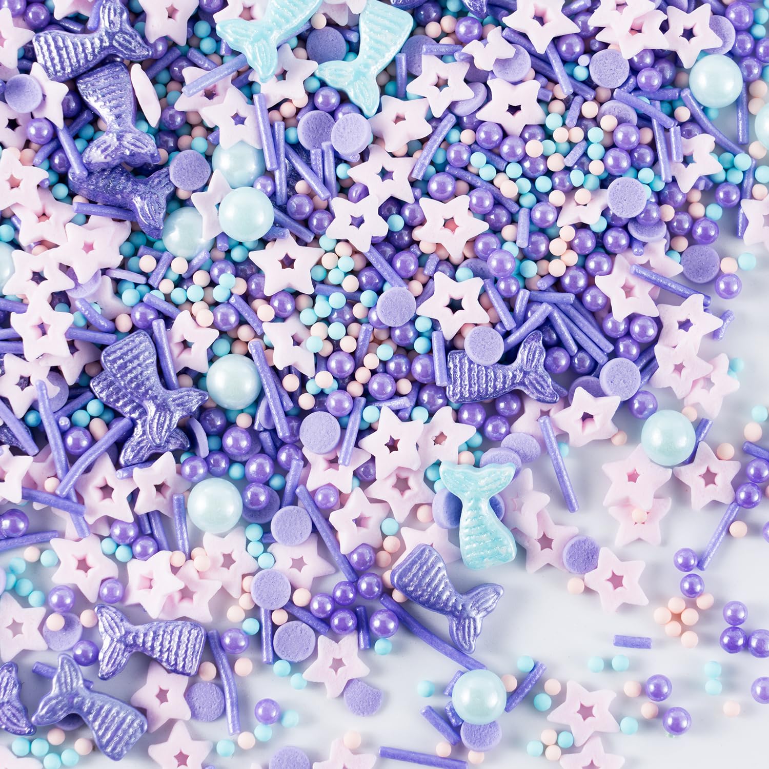 Mermaid Sprinkle Mix 4.2Oz Edible Pearls Sugar Stars Sprinkles Summer Ocean Sprinkles For Cake Decorations  Baking  Ice Cream  Cookies  Cupcake Topper Candy  Chocolate  Parties
