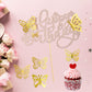 25Pcs Butterfly Cake Toppers Happy Birthday Cake Topper Gold 3D Butterfly Cupcake Topper For Girls Women'S Happy Birthday Cake T