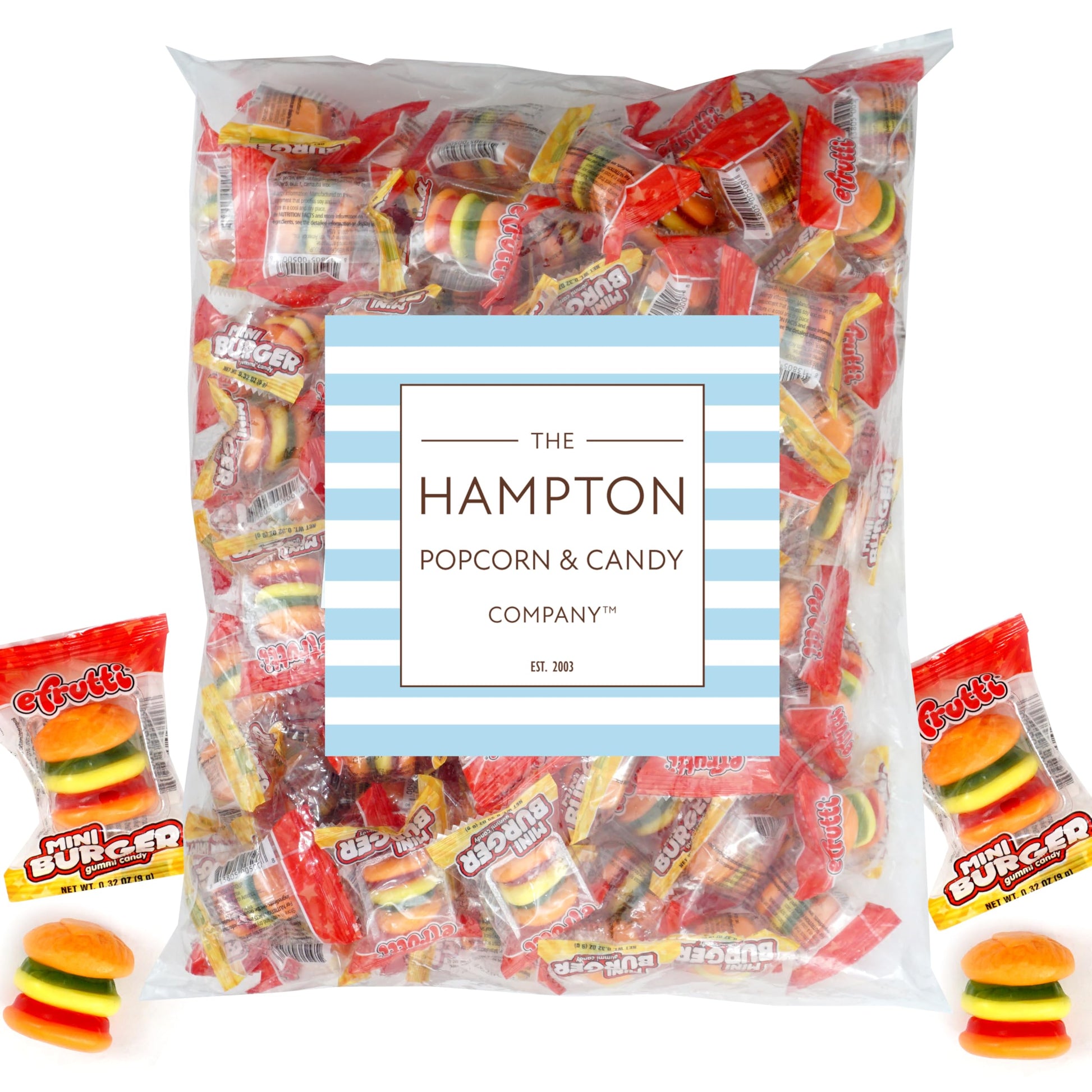 efrutti Mini Gummi Burgers, 2 Pound Bulk Bag (101 Individually Wrapped), Gummy Burgers