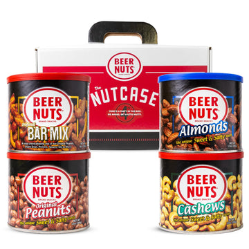 Malt-Inspired Nuts Brand Snacks, Original Nutcase, Perfect For Gifting, Original Peanuts, Original Bar Mix, Cashews, Almonds, Sweet & Spicy Bar Mix, Resealable Cans, Snackin Since 1953 (Pack Of 4)