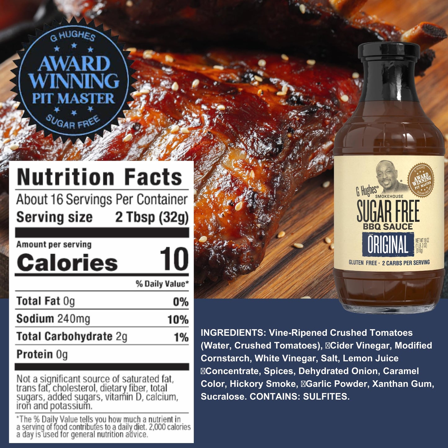 G Hughes Sugar Free, Bbq Sauces & Ketchup Bundle - Original Sugar Free Bbq Sauce - 18 Oz, Hickory Bbq Suace - 18 Oz, Sugar Free Ketchup - 13 Oz - Ketchup, Low Calorie Barbecue Sauce (3 Pack)