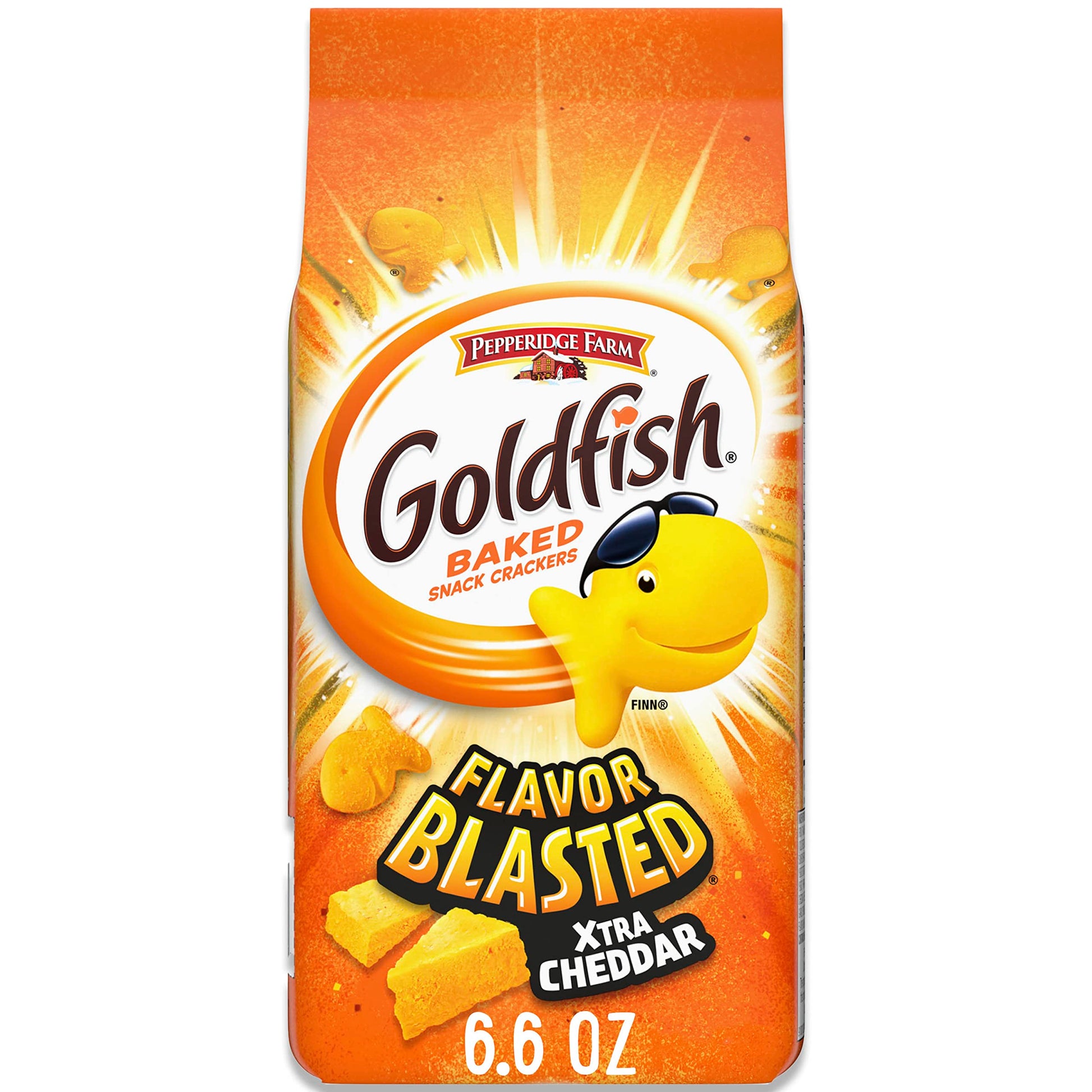 Goldfish Flavor Blasted Xtra Cheddar Cheese Crackers, Baked Snack Crackers, 6.6 Oz Bag