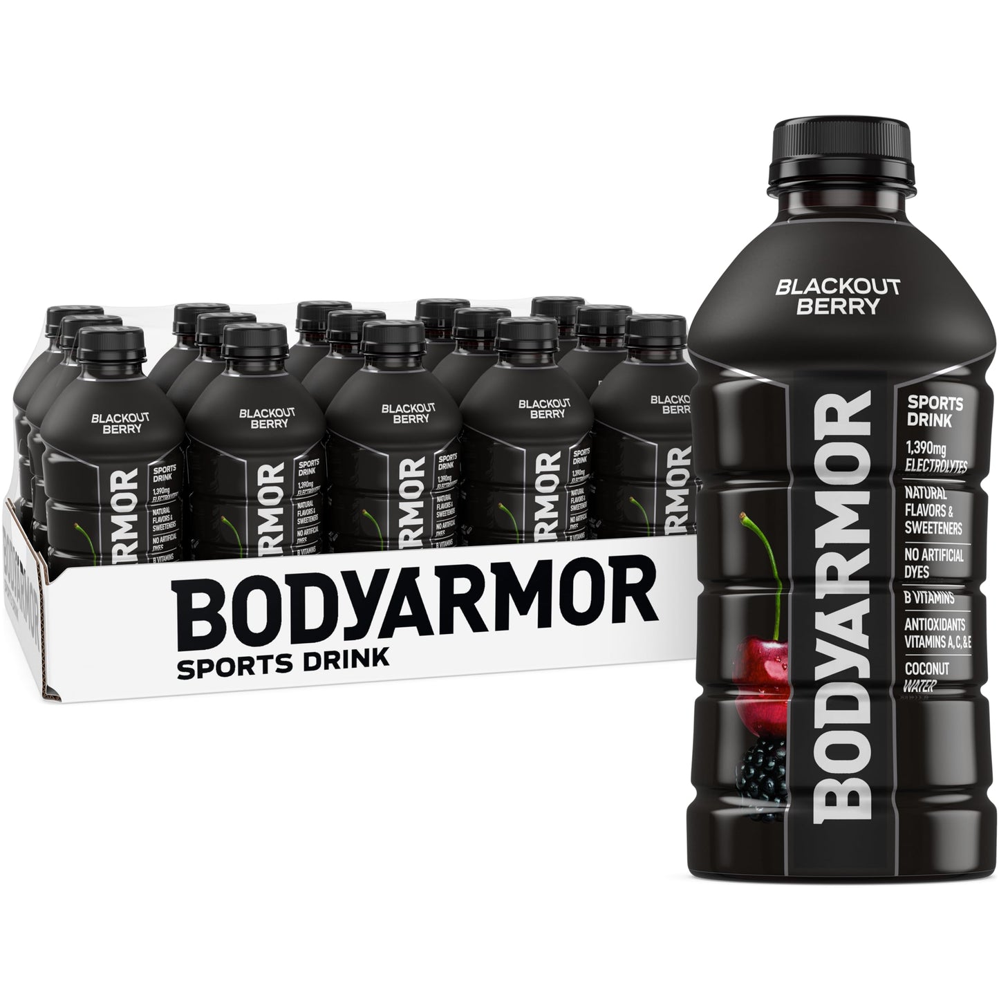 BODYprotective covering Sports Drink  Blackout Berry  Electrolyte Drink Hydration  28 Fl Oz Bottles (15 Pack)  Flavored Coconut Water with B Vitamins & Antioxidants