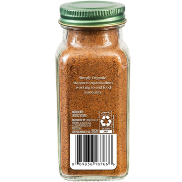 Simply Organic Pure Ground Nutmeg, 2.3 Ounce Jar,Aromatic, Subtly Spicy-Sweet Flavor, Organic, Kosher, No GMO, No ETO