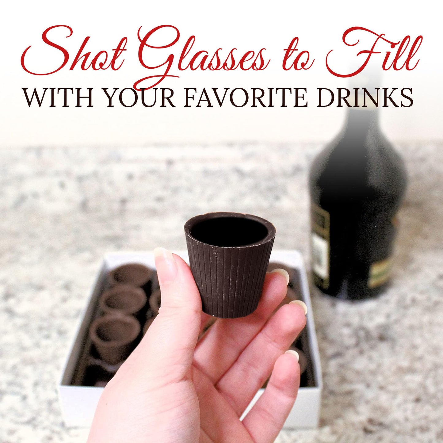 Langs Chocolates Dark Chocolate Shot Glasses, Dairy Free, Gluten Free, 16 Count, Brown