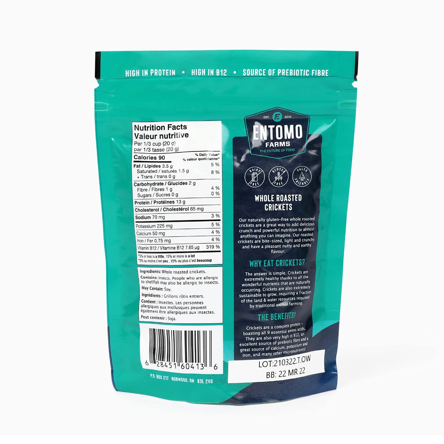 Whole Roasted Crickets - Canadian Raised - 113 Grams