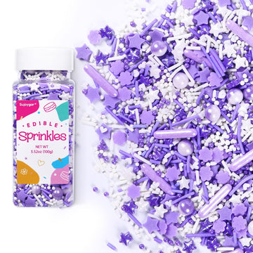 Purple Sprinkles for Cake Decorating, 3.52oz Edible Star Sprinkles, Cupcake Sprinkles, Baking Sprinkles, Ice Cream Sprinkles, Co