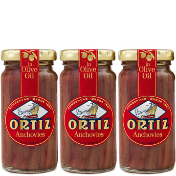 Ortiz Anchovies in Extra Virgin Olive Oil, Firm Buttery Fillets with a Rich Umami Taste, Wild Caught in Spain, Great for Pizza, 