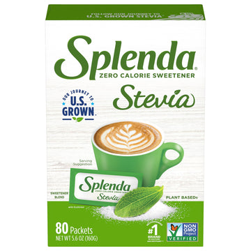 SPLENDA Stevia Zero Calorie Sweetener, Plant Based Sugar Substitute Granulated Powder, Single Serve Packets, 80 Count